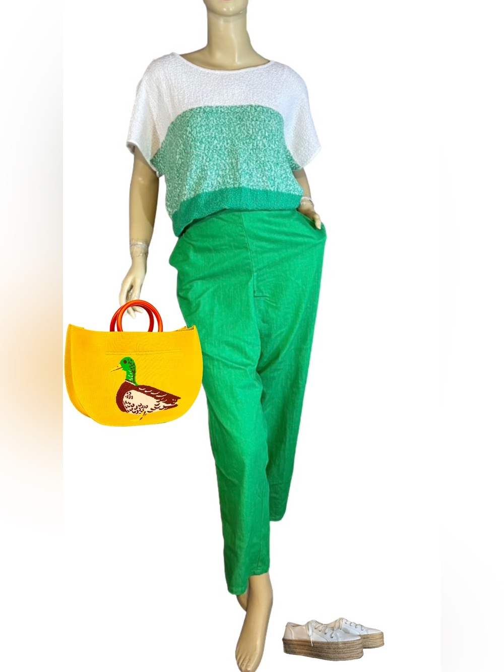 ALFRED DUNNER KELLY GREEN PARTIAL ELASTIC WAIST CASUAL TROUSERS (16)